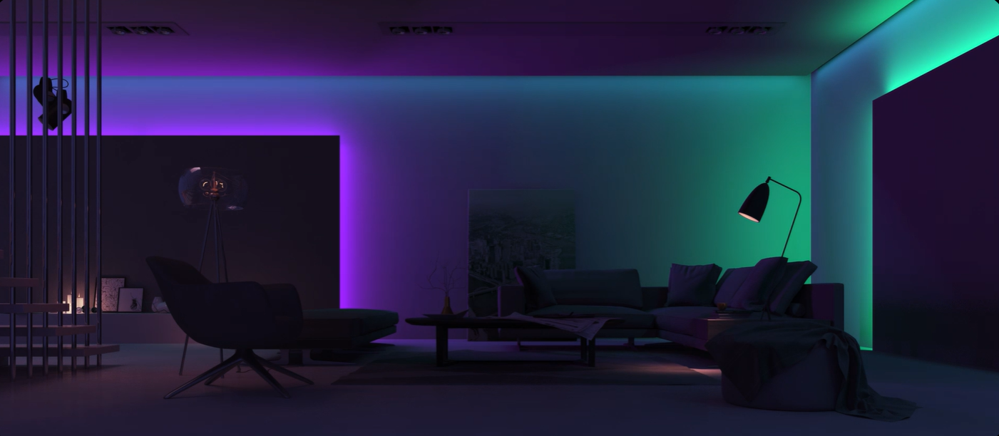 living room with smart lighting